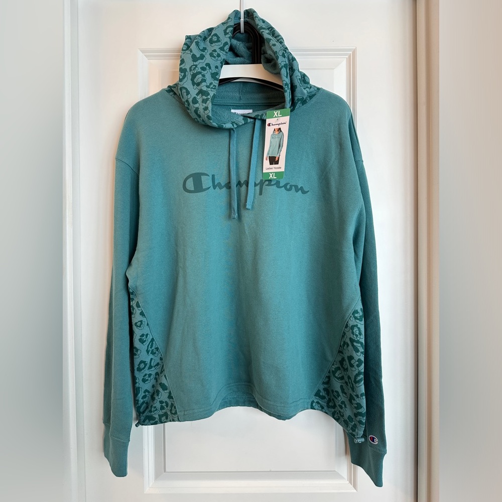 NWT Champion Ladies’ Leopard Print Hoodie (aqua)